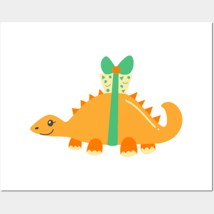 Cute Christmas Dinosaur Posters and Art